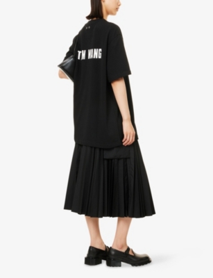 Team Wang Design Omens Black Logo-print Short-sleeve Cotton-jersey T-shirt In Black
