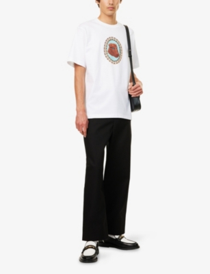 Shop Golf Le Fleur Mens White Dog Graphic-print Short-sleeve Cotton-jersey T-shirt