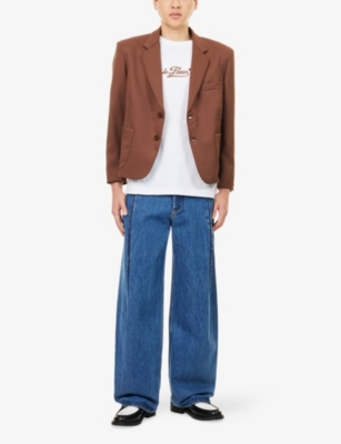 Golf Le Fleur Mens Brown Notched-collar Patch-pocket Woven Blazer In Brown