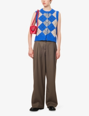 DAMSON MADDER: Aggie Argyle-Pattern Knitted Vest