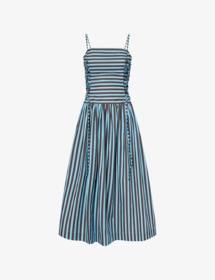 Damson Madder Womens Angelina Cotton Midi Dress Blue