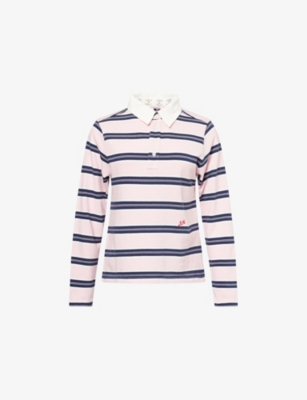 Damson Madder Womens Cassia Shrunken Cotton-jersey Rugby Sweatshirt Pink