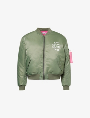 ANTI SOCIAL SOCIAL CLUB: Welcome to The Club Logo-Print Woven Bomber Jacket