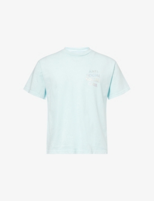 Anti Social Social Club Mens Sky Blue Get Weird Foil-print Short-sleeve Cotton-jersey T-shirt Xl In Blue