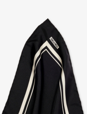 Tom Ford Logo-print Striped Silk Scarf In Black