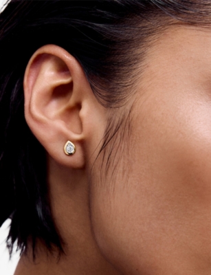 Monica Vinader Womens Pear-shaped 0.13ct Lab-grown Diamond And 18ct Yellow-gold Vermeil Stud Earrings