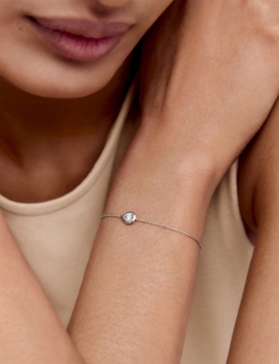 Monica Vinader Sterling Silver Pear Diamond Chain Bracelet Lab Grown Diamond In Metallic