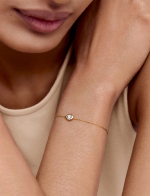 Monica Vinader Womens Pear-shaped 0.06ct Lab-grown Diamond And 18ct Yellow-gold Vermeil Chain Bracelet
