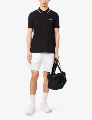 BOSS GREEN: Paddy Pro Striped-Collar Cotton-Blend Pique Polo Shirt