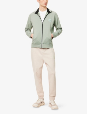 BOSS GREEN: Skaz Ribbed Stretch-Cotton Blend Track Jacket