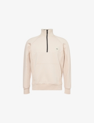 Hugo Boss Mens Boss Green High-neck Ribbed Stretch-cotton Blend Sweatshirt