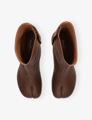 Maison Margiela Tabi High Heels Ankle Boots In Brown Leather In Brown