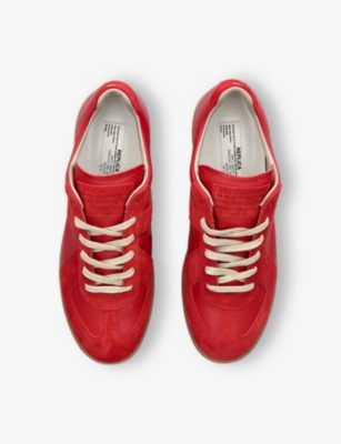 Maison Margiela Replica Leather And Suede Sneakers In Red
