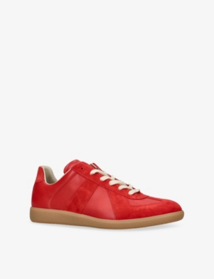 Maison Margiela Replica Leather And Suede Sneakers In Red