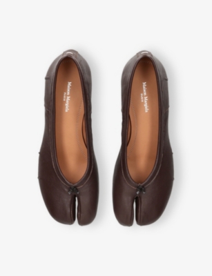 Maison Margiela Ballerina Shoes In Soft Textured Leather In Brown