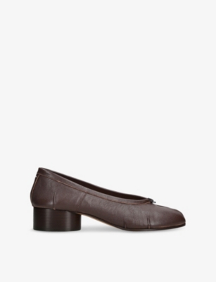 Maison Margiela Ballerina Shoes In Soft Textured Leather In Brown