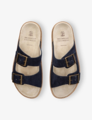 BRUNELLO CUCINELLI: Two-Strap Suede Sandals