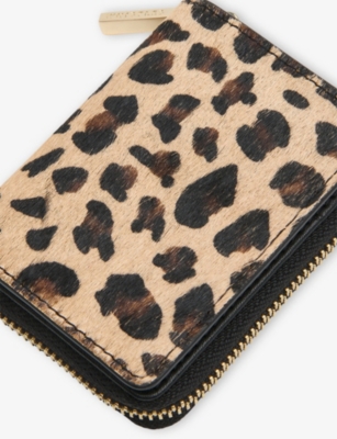 Whistles Womens Multi-coloured Leopard-print Koa Compact Leather Purs