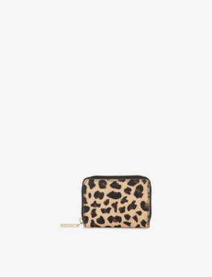 Whistles Womens Multi-coloured Leopard-print Koa Compact Leather Purs