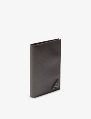 Prada Grey Saffiano Leather Passport Holder