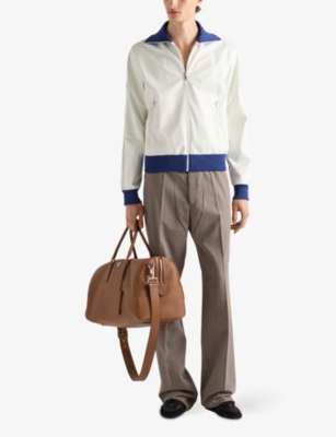 PRADA: Logo-Print Regular-Fit Leather Jacket