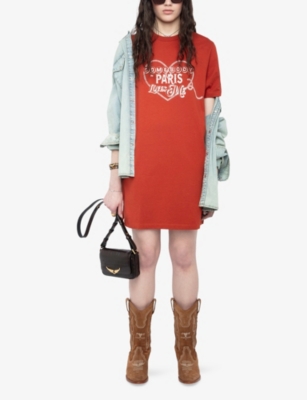 Zadig & Voltaire Womens Zadig&voltaire Dima Graphic-print Short-sleeve Cotton Mini Dress