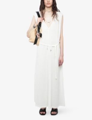 Zadig & Voltaire Womens Rimati V-neck Sleeveless Cotton Maxi Dress Judo