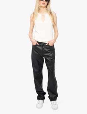 Zadig & Voltaire Womens Sayani Wing-embellished Sleeveless Cotton-blend Top Judo In Nude