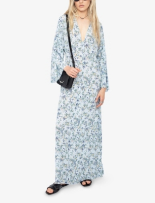 Zadig & Voltaire Womens Cloud Rasato V-neck Floral-print Woven Maxi Dress Xs