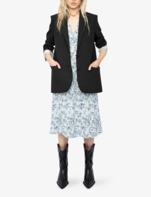 Zadig & Voltaire Womens Rhodral V-neck Floral-print Woven Midi Dress Cloud