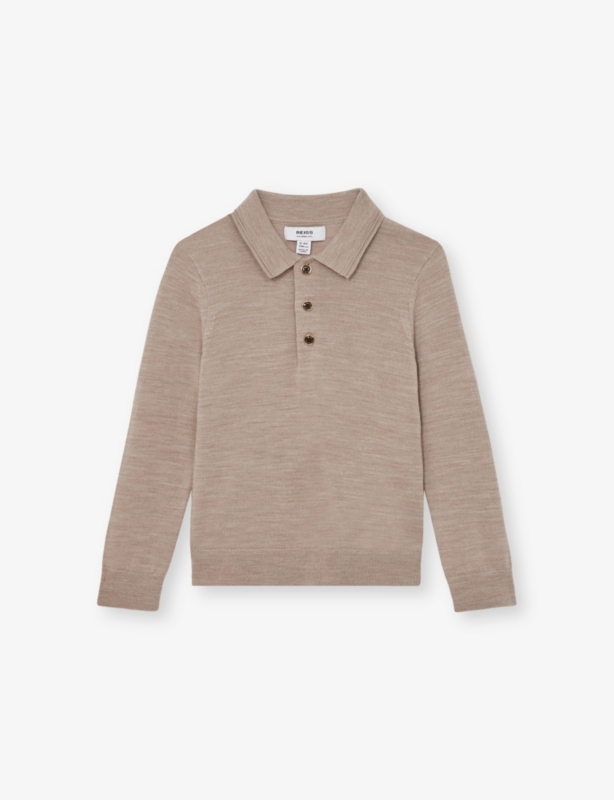 Trafford Long-Sleeved Wool Polo Shirt 9-13 Years
