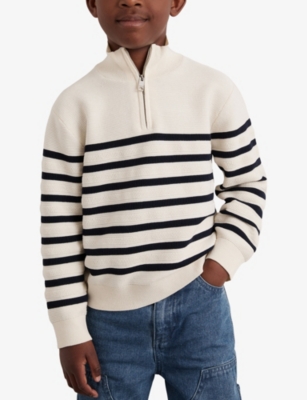 REISS: Graham Stripe Half-Zip Cotton-Blend Jumper 3-9 Years