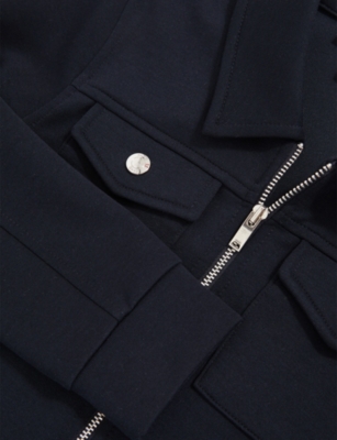 Reiss Navy Blue Medina Flap-pocket Woven Overshirt 3 In Blue