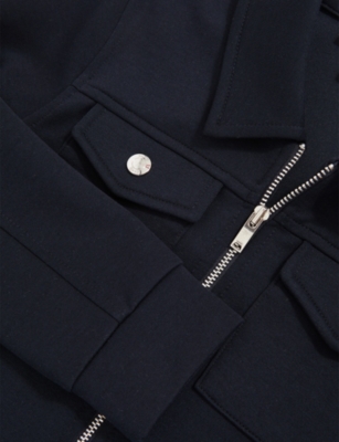 Reiss Navy Blue Medina Flap-pocket Woven Overshirt 9-13 In Blue