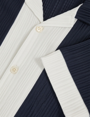 REISS: Colour-Block Plissé Woven Shirt 9-13 Years