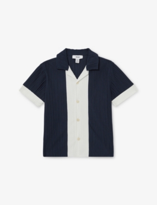 REISS: Colour-Block Plissé Woven Shirt 9-13 Years