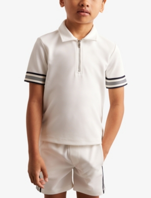 REISS: Wills Striped-Trim Woven Polo Top 9-13 Years