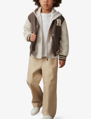 Reiss Mink Brown  Off White Arkan Colour-block Woven Bomber Jacket 3-9 In Multi