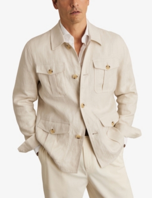 REISS: Lotton Flap-Pocket Linen Safari Jacket