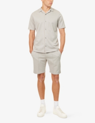 ARNE: Textured Interlock Revere Camp-Collar Stretch-Woven Shirt