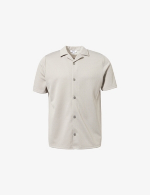 ARNE: Textured Interlock Revere Camp-Collar Stretch-Woven Shirt
