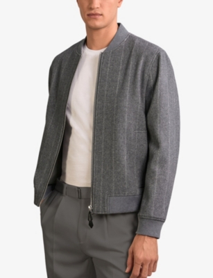 REISS: Baddow Zip-Up Striped Wool-Blend Bomber Jacket