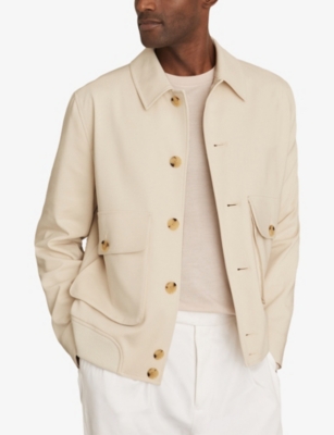 REISS: Barry Button-Down Short Stretch Cotton-Blend Jacket