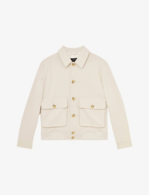 REISS: Barry Button-Down Short Stretch Cotton-Blend Jacket