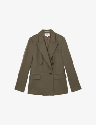 REISS: Solene Peak-Lapel Double-Breasted Stretch Wool-Blend Blazer