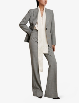 Reiss Womens Grey Brooklyn Checked Woven Blazer In Gray