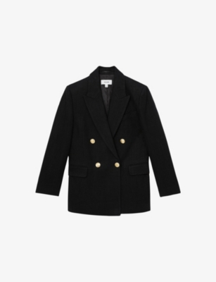 REISS: Eden Relaxed-Fit Double-Breasted Linen-Blend Blazer