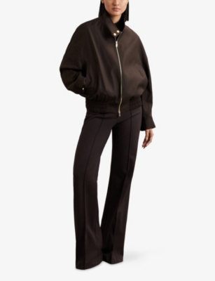 REISS: Elodie High-Neck Relaxed-Fit Wool Bomber Jacket