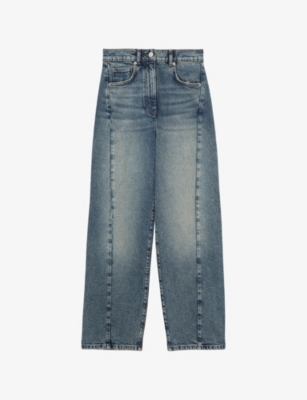 REISS: Molly Barrel-Leg High-Rise Stretch-Denim Jeans