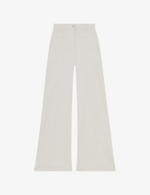 Reiss Womens Ecru Sakura Flared Patch-pocket Stretch-denim Jeans In White